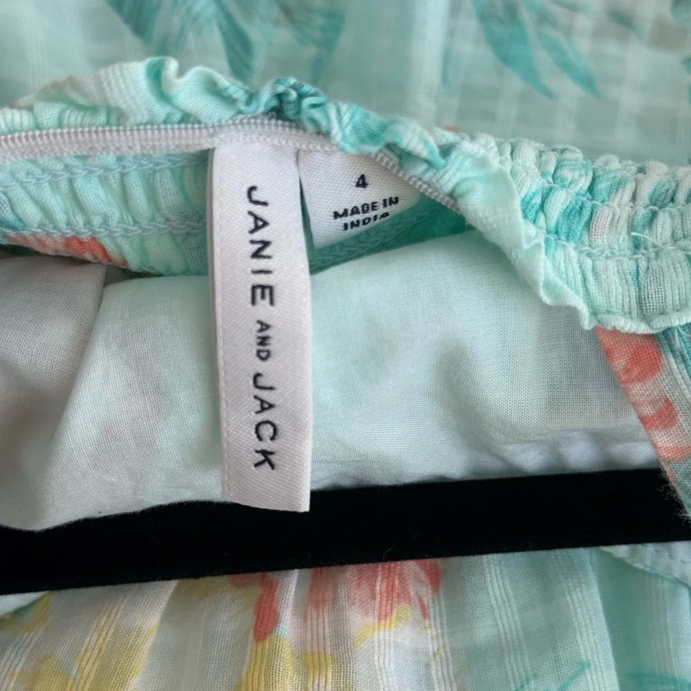 Janie and Jack Aqua Floral Kids Dress Girl's Size 4Y‎